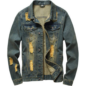 Chaqueta vaquera con efecto desgastado Spray Wash para invierno, abrigo informal duradero hasta la cadera, estilo urbano desgastado para ocasiones formales y de estilo urbano. - Product Image 1