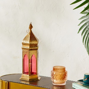 Refined <b>Silver</b> Metal Moroccan <b>Lantern</b> with Frosted Embossed Glass Decorative Candle Holder for Ramadan Home Decor - Product Image 4