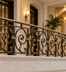 Circular Scroll Bronze Railing Balustrade <b>Handrail</b> for Luxury Hotels Villas Staircases and Decorative Architectural Interiors - Product Image 4