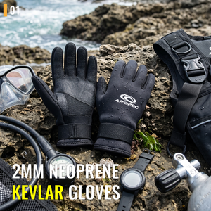 Guantes de Buceo AROPEC de Neopreno de 2mm con Kevlar, Palma y Dedos Reforzados Antideslizantes, Correa de Muñeca Ajustable - OEM/ODM/OBM - Product Image 2