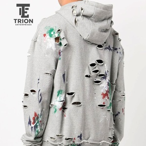 เสื้อฮู้ดดี้ผู้ชายไซส์ใหญ่ สไตล์วินเทจ สีพื้น ผ้าถักเนื้อฝ้าย ดีไซน์ตัดต่อ มีเชือกผูก ทรงพอดีตัว สไตล์ฤดูใบไม้ร่วง ขายส่ง - Product Image 5