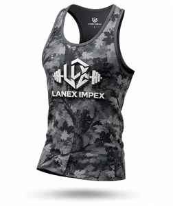 Custom Men's Gray Woodland Camo Gym Tank Top Sublimation Fitness Stringer Vest Bodybuilding Sleeveless Workout Sports Apparel - Product Image 1