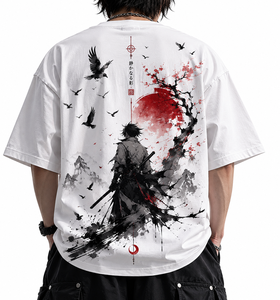 Camiseta con estampado de guerrero de anime, estilo vintage, unisex, de corte holgado - Product Image 1