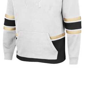 Unisex Ice Hockey Hoodie <b>White</b> <b>Black</b> Gold <b>Striped</b> Lace-Up Front Pocket Regular Fit Full Sleeve Breathable 100% Cotton Winter - Product Image 6