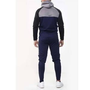 Ensemble de survêtement bleu marine à capuche pour homme, manches longues, color block, décontracté, pour l'automne, avec poches latérales, coupe classique - Product Image 3