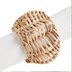 Porte-serviettes cylindrique classique en rotin naturel tressé avec un cadre métallique, disponible à prix de gros. - Product Image 4