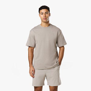 Hot Selling High Quality Fleece <b>100</b>% <b>Polyester</b> T-<b>shirt</b> Drop Shoulder Pure Color Neck Custom Printed Streetwear Short Sleeve Men - Product Image 1