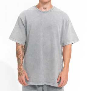 Premium Quality 100% Cotton Knitted Lightweight Short Sleeve Oversized T-<b>Shirt</b> for Men Solid Color Custom Logo Front Sun Faded - Product Image 1