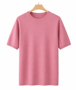 Camiseta de Algodón de Punto para Hombre, Cuello Redondo, Color Sólido, Manga Corta, Corte Regular, Informal, Transpirable, Ligera, con Logotipo Frontal, Antiarrugas - Product Image 4