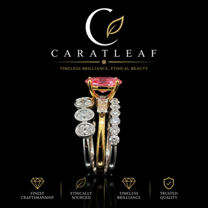 Bague de mariage empilable pour femme Caratleaf 1,02 CT, diamant rose ovale cultivé en laboratoire, plaqué or 14 carats, certifié IGI, bijoux élégants et luxueux - Product Image 1