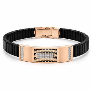 18KT Gold <b>Black</b> Ceramic Diamond Accent Link Bracelet for Men High <b>Polish</b> Modern Luxury Wedding Party Daily Wear Gift Jewelry - Product Image 3