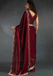 Sari de chifón estilo Bollywood con adornos KV - Product Image 4