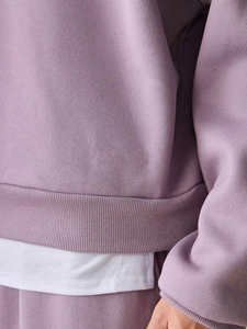 Nouveau pull à capuche pour homme de couleur violet clair, tissu 100% coton, manches longues, coupe ample, style streetwear, pour l'hiver - Product Image 5