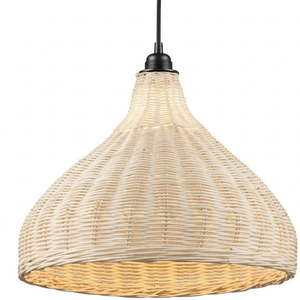 Luminaire suspendu en rotin naturel tissé à la main, style bohème, pour salle à manger, cuisine, salon, îlot, restaurant, E26 - Product Image 1