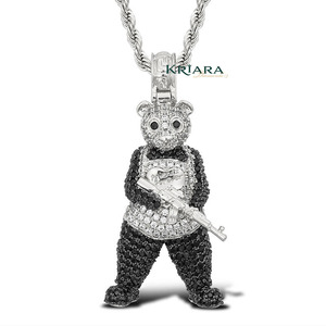 Pendentif Ours Hip Hop avec Pierres Moissanite, Argent 925 Plaqué Or 18K, Charme Unisexe en Forme d'Animal, Pendentifs Thème Animal - Product Image 2