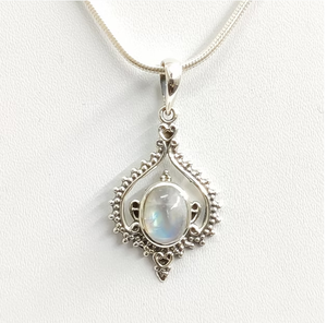 Pendentif minimaliste en pierre de lune, en argent sterling 925, bijou tendance fabriqué en Inde, vente en gros - Product Image 3