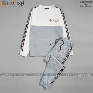 Traje deportivo transpirable personalizado para hombre, mono de talla grande, traje de jogging de primavera con tiras laterales, conjuntos de chándal de 2 piezas con letras - Product Image 5