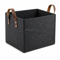 Cesta de Armazenamento Minimalista em Feltro Cinza de Grande Capacidade com Logo Personalizado para Cobertores e Livros, Organizador de Prateleira, Caixa de Armazenamento em Tecido de Feltro Luxuoso