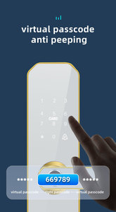 Cerradura inteligente wifi al por mayor de aleación de zinc TTlock, cerradura de puerta inteligente con huella dactilar, contraseña, tarjeta IC, desbloqueo por aplicación, cerradura de manija para puerta de madera - Product Image 4