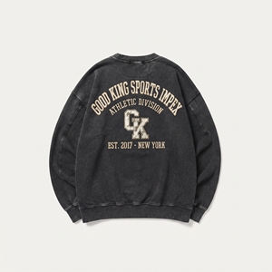 <b>Mens</b> Winter Heavyweight Crewneck Sweatshirt Embroidered Front Logo Custom Made Cotton Fleece <b>Pullover</b> Regular Fit Streetwear - Product Image 2