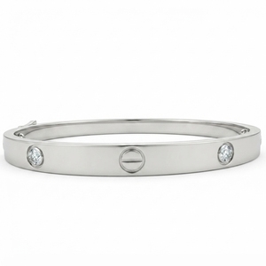 IGI Certified PT950 Platinum Lab-Grown Diamond Screw <b>Bangle</b> Bracelet 0.46 CT Minimalist Luxury Unisex Wedding Jewelry - Product Image 1