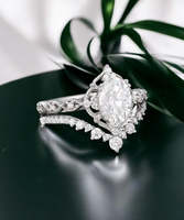 Ensemble de Bague de Fiançailles en Diamant de Laboratoire Taille Ovale, Style Vintage Halo, avec Alliance Courbe en Diamant, Certifié IGI, en Or
