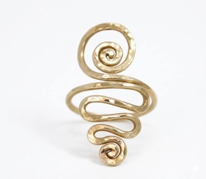 Vintage Gold Swirl <b>Ring</b> Handcrafted Hammered Wire <b>Statement</b> <b>Ring</b> Unique Boho Spiral <b>Ring</b> Gold Plated Brass <b>Ring</b> Gift for Her - Product Image 1
