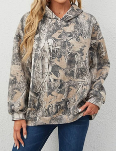 Pullover Camo Jungle Print Hoodie Sweatshirt for Women Trendy Street Fashion Heavy Drop Shoulder Tactical Tree Pattern Hoodies - Product Image 1
