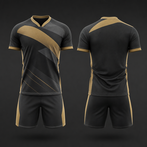 Conjunto de Uniforme de Fútbol Personalizado Sublimado, Tallas Grandes, Color Negro y Dorado, Equipación Profesional, Ligero y Transpirable para Entrenamiento - Product Image 1