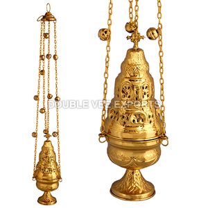 กระถางธูปทองเหลืองพร้อมกระดิ่ง 12 ตัว |   เตาเผาเครื่องหอมสำหรับโบสถ์ออร์โธดอกซ์ - DOUBLE VEE EXPORTS - Product Image 2