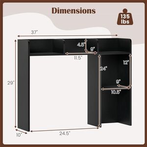 Libreria da scrivania in legno ingegnerizzato nero con monitor da 27FT/68,58 cm, 93,98 x 25,40 cm, e pensili da 73,66 cm con kit anti-ribaltamento - Product Image 4