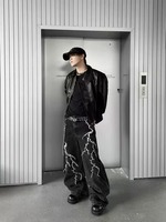 Jean large gothique respirant et imperméable pour homme, coupe unisexe, style streetwear tendance, idéal pour adultes et adolescents, parfait pour les trajets quotidiens.