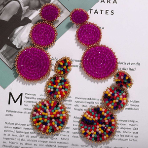 ต่างหูลูกปัดห้อยทำด้วยมือสำหรับผู้หญิงต่างหูลูกปัดห้อยพู่ยาวแบบอินเดีย - Product Image 6