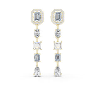Boucles d'oreilles de luxe en or rose 14 carats avec diamant de laboratoire taille émeraude 3,10 carats certifié IGI |   Nouveau diamant cultivé - Product Image 3