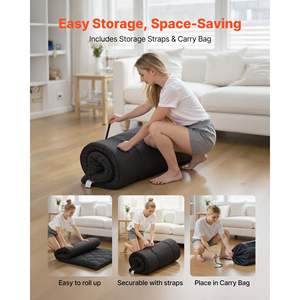 Japanese Twin Size <b>Tatami</b> <b>Mattress</b> 80 X 39 X 3.5 Inch Black Foldable Futon Fastener Storage Bag 9-Layer Floor Mat Dormitory - Product Image 6