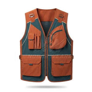 Gilet de pêche multi-poches pour hommes, design utilitaire à fermeture éclair frontale, vêtement de pêche léger pour l'extérieur, production en gros sur mesure en usine - Product Image 2