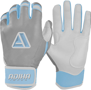 Guantes de Bateo de Béisbol Color Gris, Azul Cielo y Blanco, Puño Corto, Cierre de Gancho y Bucle Antideslizante, Alta Calidad, Hechos en Adiha Impex - Product Image 3