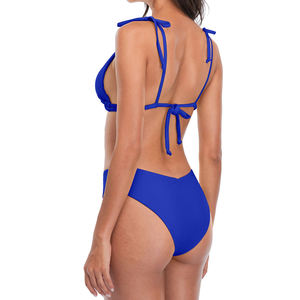 Best Selling Custom Design <b>Beach</b> Wear Solid Color Comfortable Summer Women Two-Piece Bikini Set Quick Dry Spandex/Polyester Sale - Product Image 3