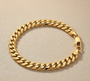 Bracelet et collier en argent 925, style cubain, couleur or |   Bracelet chaîne Hip Hop |   Fermoir à ressort pour hommes - Product Image 2