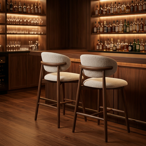 Taburete de Bar Moderno de Madera de Teca con Diseño de Mediados de Siglo, Duradero y Estable para Bar en Casa y Muebles de Isla de Cocina - Product Image 6
