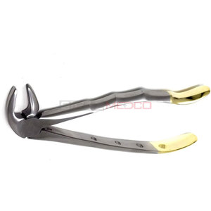 Pinzas Dentales de Extracción Dentadas MD3 para Incisivos Inferiores, Caninos, Bicánidos y Raíces, Calidad Premium, Mango Dorado - Product Image 4