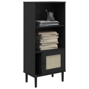 Libreria in legno massello di pino SENJA Rattan Look in 23.6 nero "x 13.8" x 51.2" - Product Image 3
