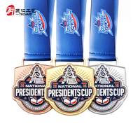 Médailles personnalisées en émail pour événements sportifs, médailles de course en métal Coupe du Président avec ruban, médailles de marathon or, argent, bronze