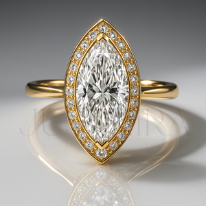 Marquise Cut Moissanite Diamond Ring 2.70 TC Vintage Halo 14k White Gold Cathedral Band Pave Bridge Engagement Ring <b>Gift</b> For Her - Product Image 4