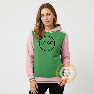 Alfa Personalizado |   Sudadera con Capucha Rosa y Verde Bordada en Felpa de Algodón Kapa para Mujer, Ropa Griega de Hermandad, Alta Calidad - Product Image 2