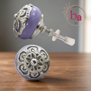 Ba <b>Ceramic</b> Round Cabinet <b>Knob</b> Purple Industrial Design Eco-Friendly Easy Installation for <b>Drawer</b> Home Office - Product Image 1