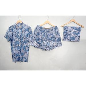 Conjunto de Pijama de Manga Corta para Mujer, Estampado Floral Romántico Vintage, 100% Algodón, Suave y Transpirable, para Otoño/Invierno, para Casa u Hotel - Product Image 3
