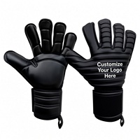 Gants de gardien de but Soccer Max GKG-001 en cuir PU noir, doigts enroulés, antidérapants, respirants, sangle de poignet réglable à boucle auto-agrippante, unisexe