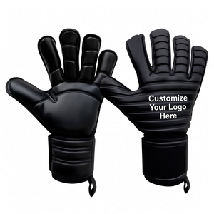 Gants de gardien de but en cuir PU noir, doigts enroulés, antidérapants, respirants, sangle de poignet réglable, unisexe - Product Image 1