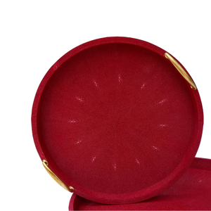 Plateaux de service ronds de luxe en galuchat pour table basse ou décor de salon pour la Saint-Valentin OEM/ODM Bienvenue - Product Image 2